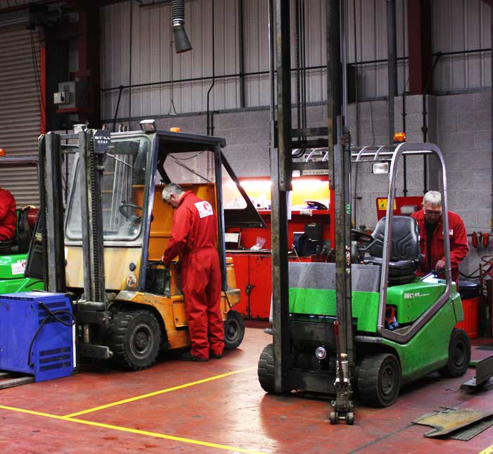 Forklift servicing in Chesterfield. Purpose built workshop.